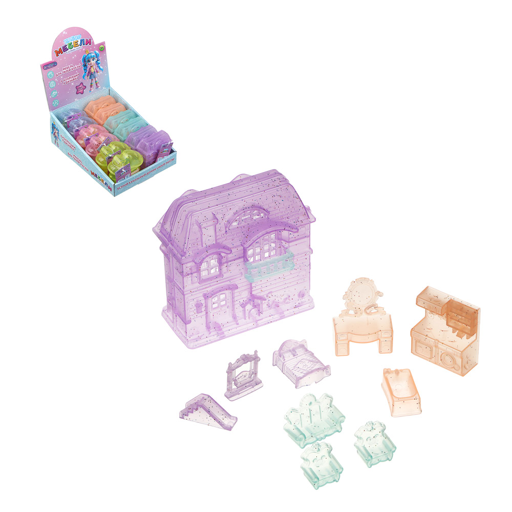 ИГРОЛЕНД Набор мебели в домике-кейсе, PP, 9х4х9,3 см, 4 диз., арт.№ 278-115