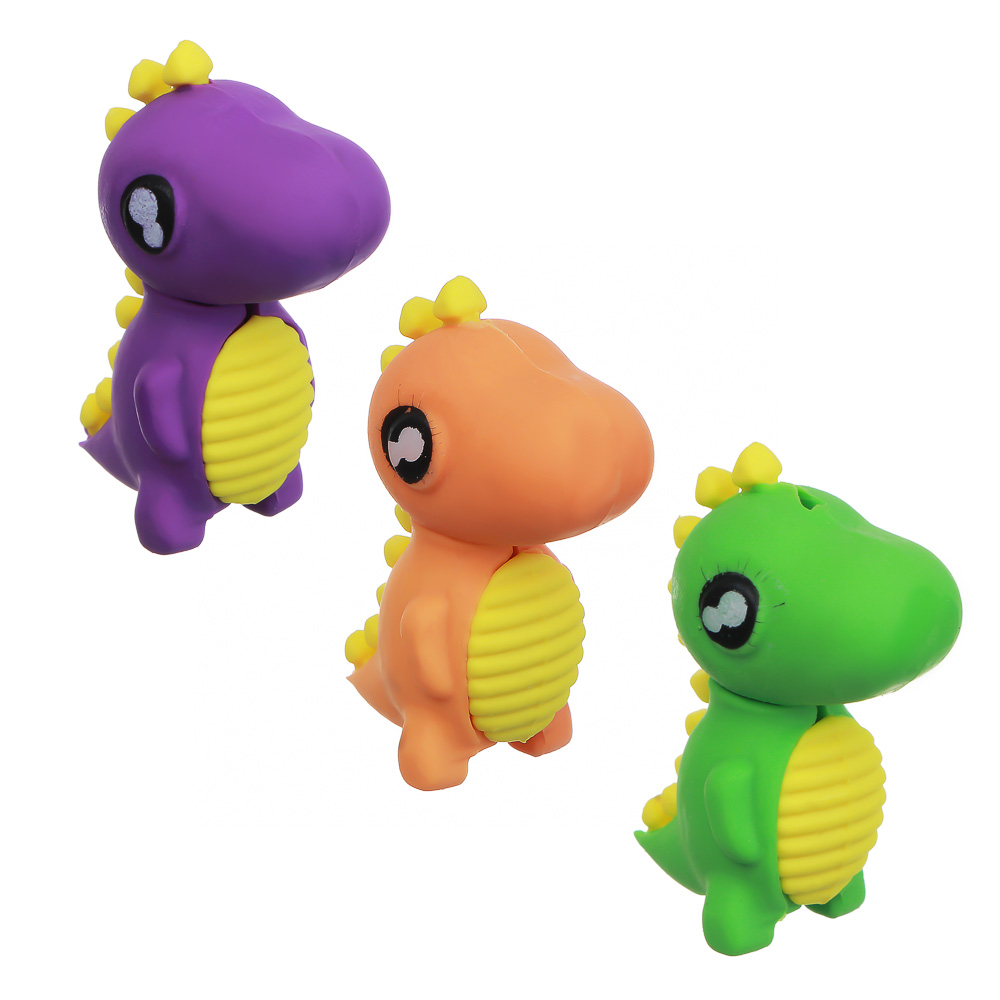 Ластик в форме динозаврика, 3,9х1,8х2,5см, 3 цвета, ТПР, арт.№ 607-059