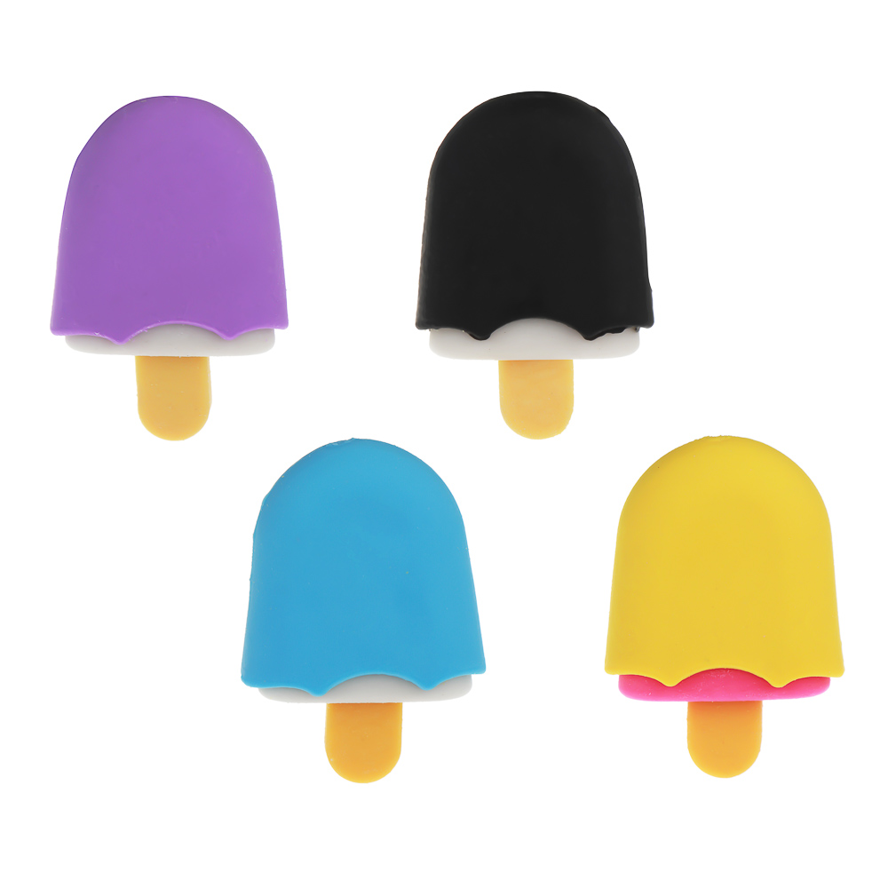 Ластик в форме эскимо на палочке, 3,5х2,5х1,3см, 4 цвета, ТПР, арт.№ 607-062