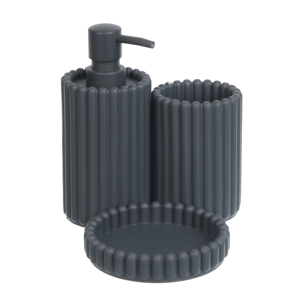 Стакан для ванной комнаты тм VETTA Леа, 7,8х7,8х10,8 см, полирезин, цвет серый, арт.№ 408-037
