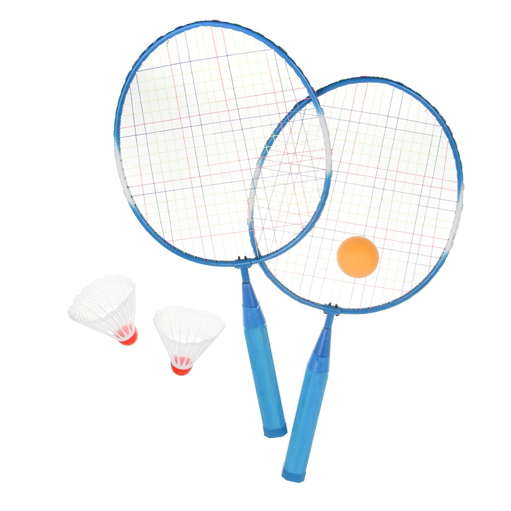 Набор для бадминтона для детей, тм BY SPORT, 2 ракетки, 2 волана, 1 мяч, пластик, 2 цвета, арт.№ 136-023