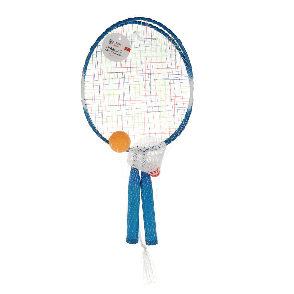 Набор для бадминтона для детей, тм BY SPORT, 2 ракетки, 2 волана, 1 мяч, пластик, 2 цвета, арт.№ 136-023