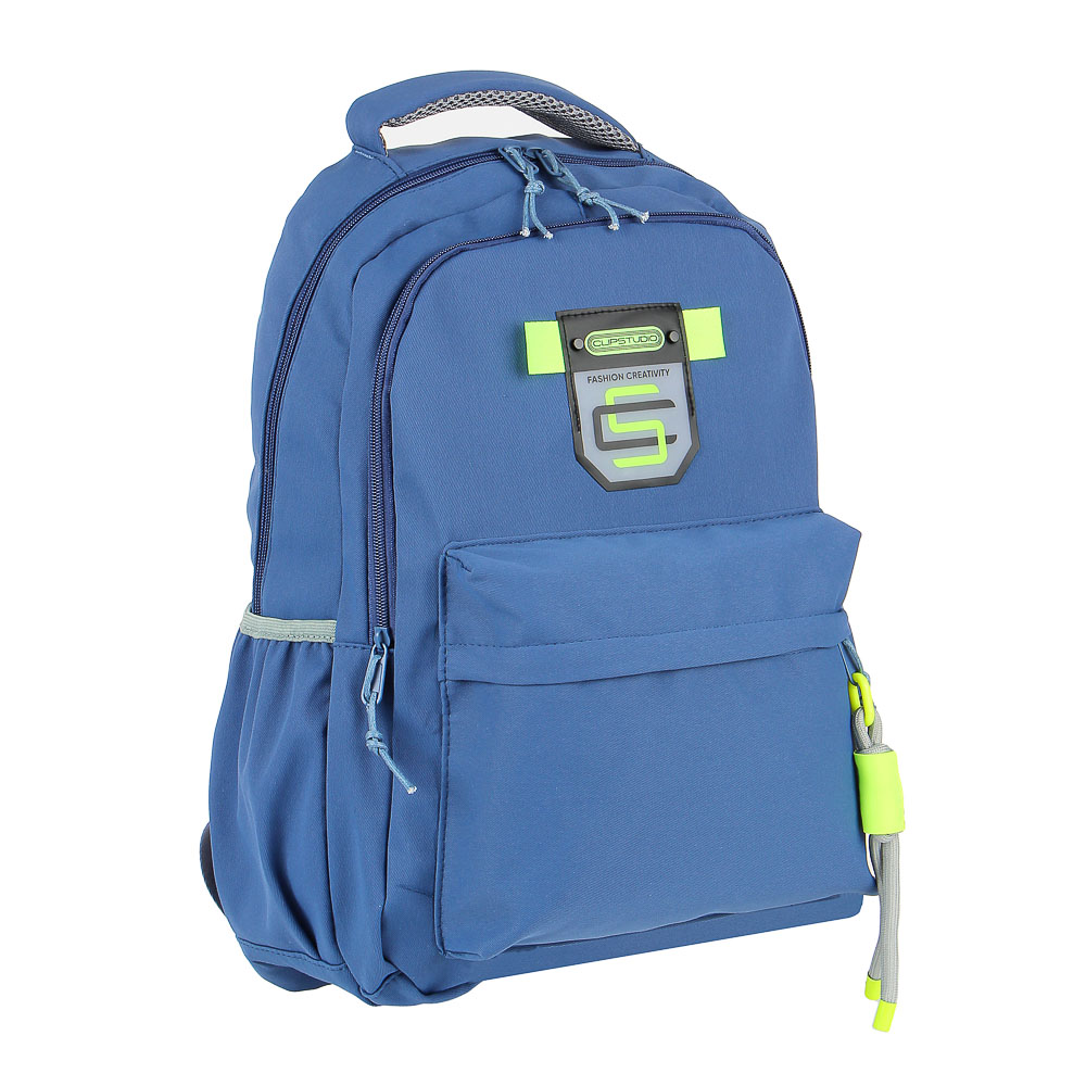 Рюкзак подростковый 45x30x17см, 2 отд., 3 карм., пластиковая нашивка, ПЭ, синий, арт.№ 254-584