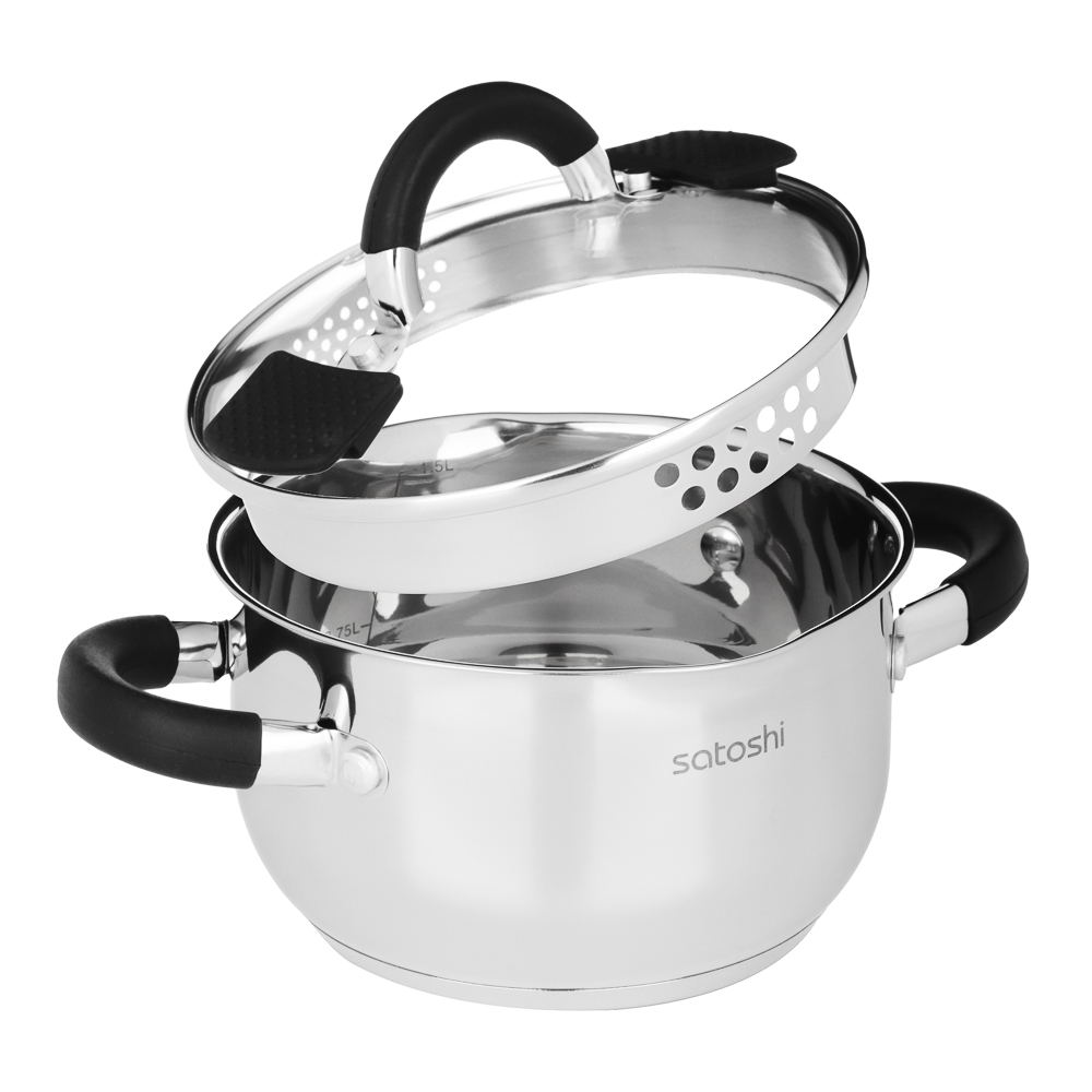 SATOSHI Арбон Кастрюля 16х9,5см, 1,8л, со стекл. крышкой, индукция, арт.№ 822-285