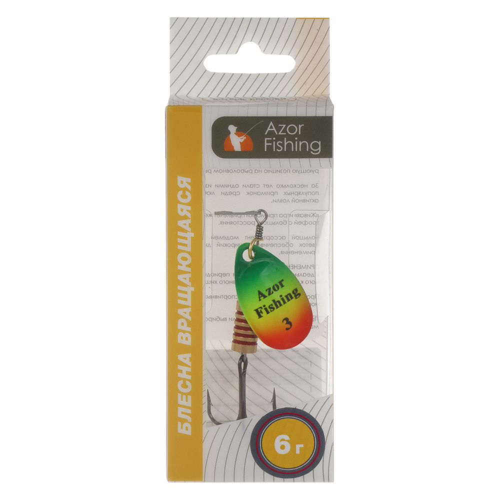 Блесна вращающаяся "Комета" тм AZOR FISHING, №3, 6 гр, 5 цветов, арт.№ 145-123