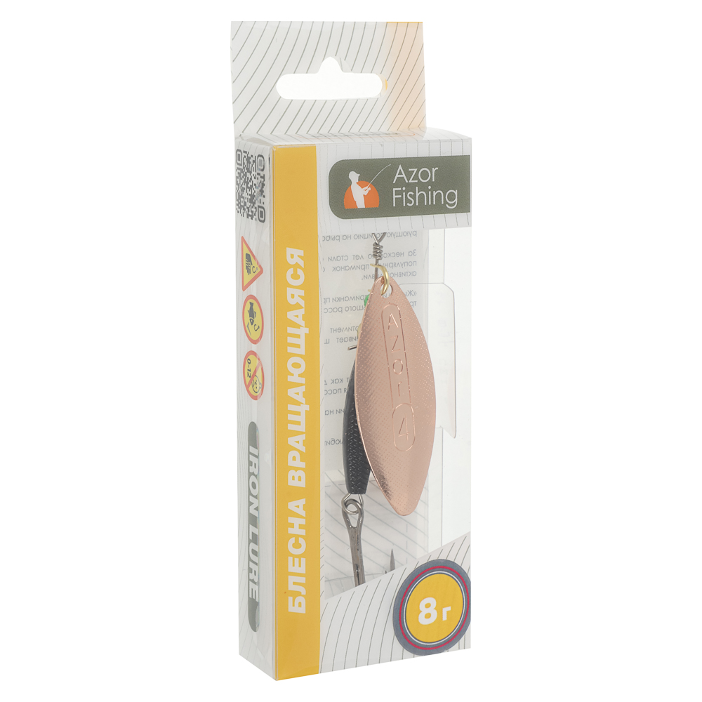 Блесна вращающаяся "Хэви Лонг" тм AZOR FISHING, №4, 8 гр, 5 цветов, арт.№ 145-133