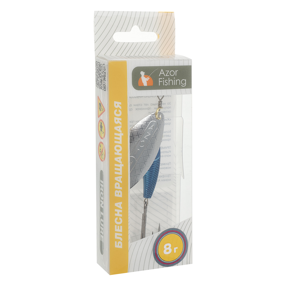 Блесна вращающаяся "Хэви Лонг" тм AZOR FISHING, №4, 8 гр, 5 цветов, арт.№ 145-133