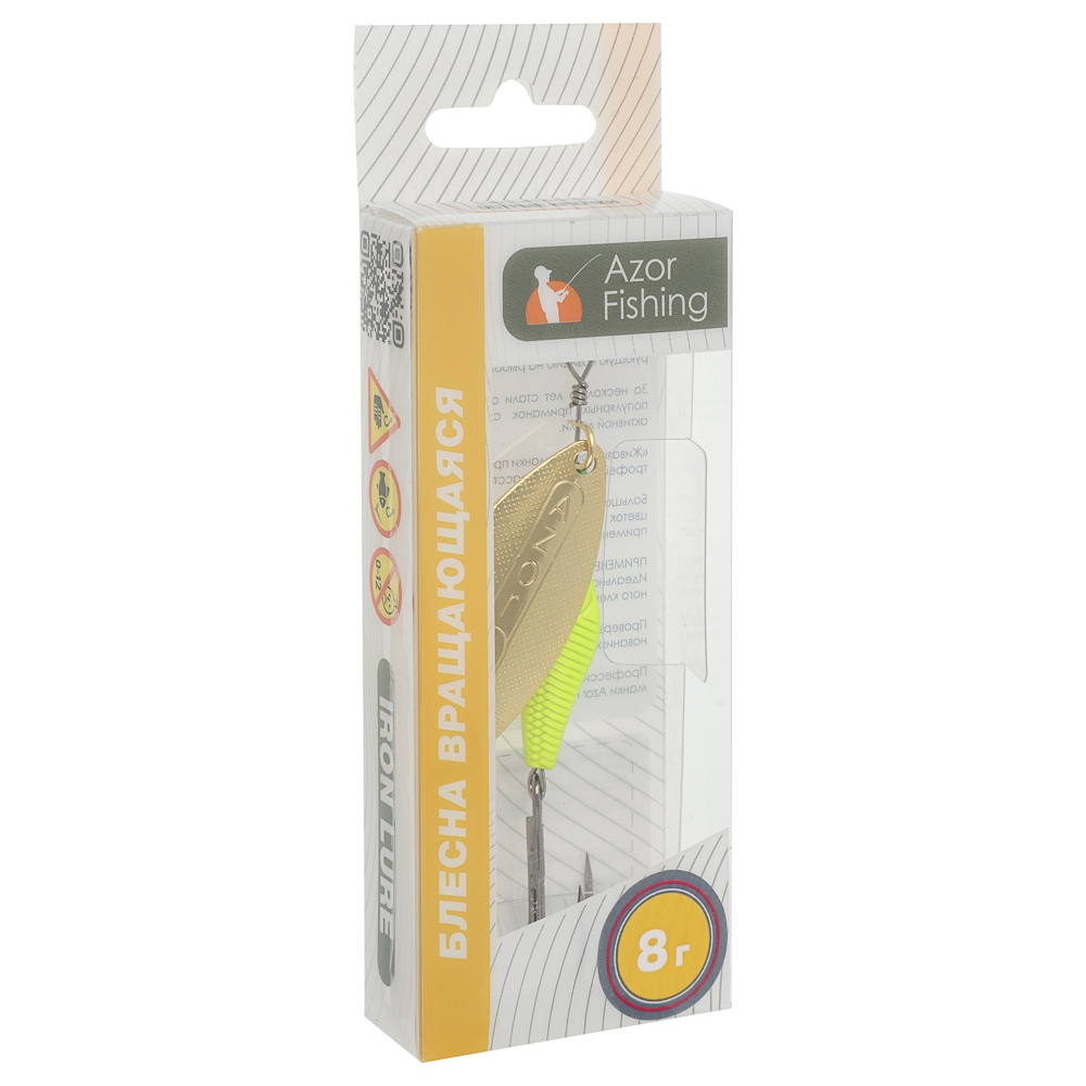 Блесна вращающаяся "Хэви Лонг" тм AZOR FISHING, №4, 8 гр, 5 цветов, арт.№ 145-133