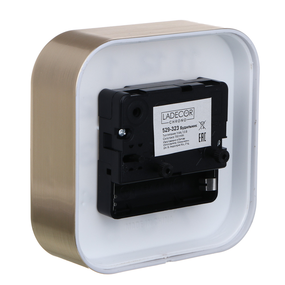 LADECOR CHRONO Будильник, 9,5x4,5x9,5 см, пластик, 1хАА, 2 дизайна, арт.№ 529-323