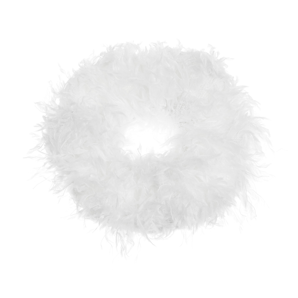 Бант-резинка "перья" ЮНИLOOK 12 см, белый, текстиль, арт.№ 322-316