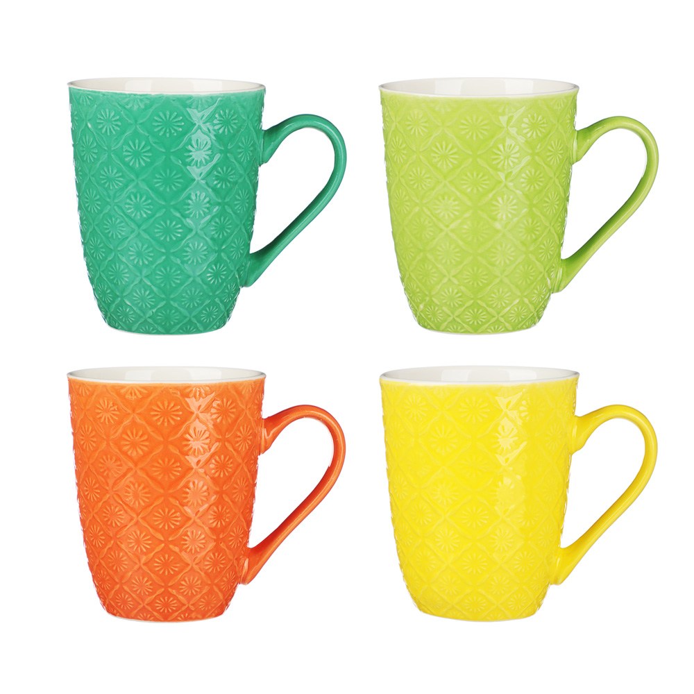 MILLIMI Кружка Ромб, 380 мл, фарфор, 4 цвета, арт.№ 806-342