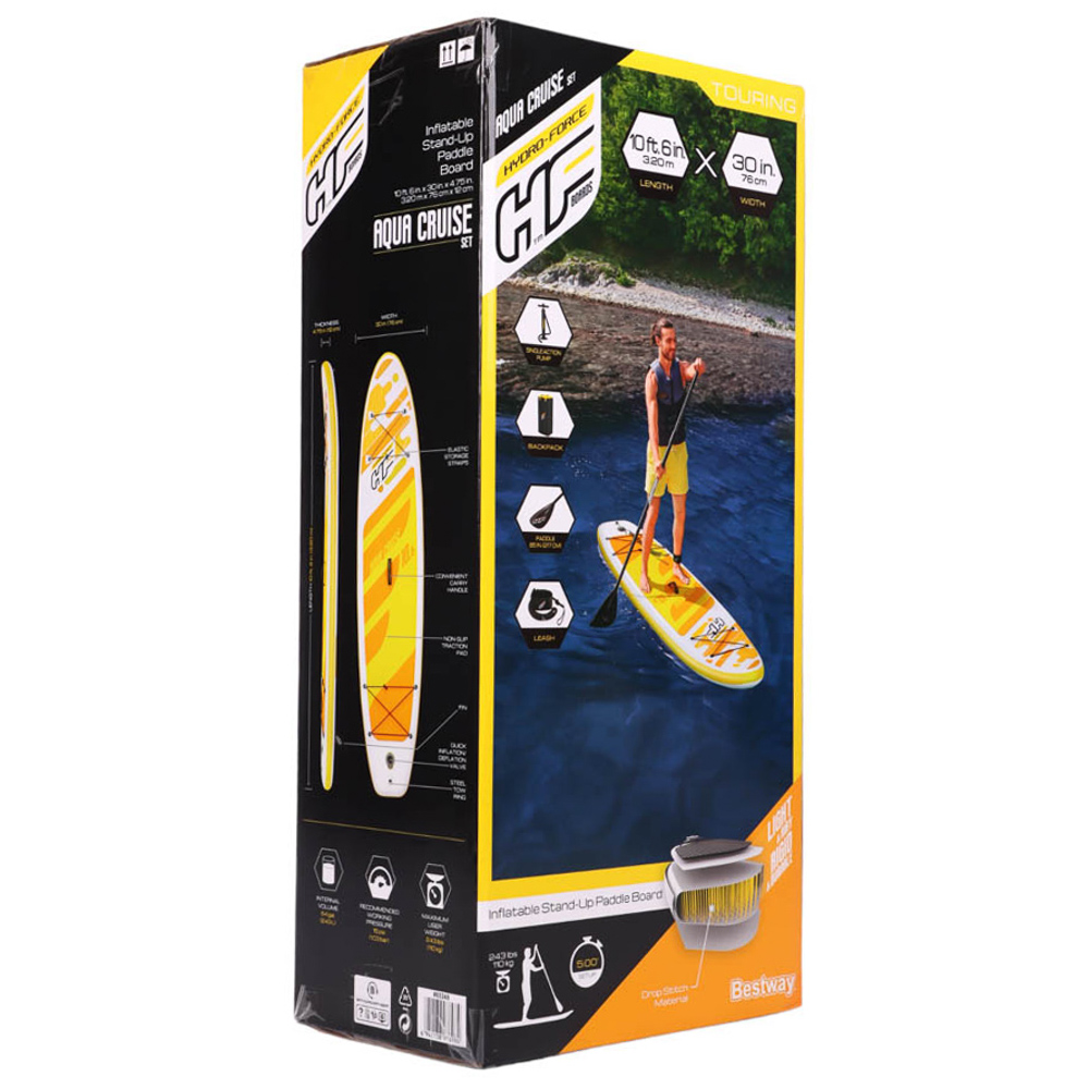 BestWay SUP-доска АКВАКРУЗ (весло, руч. насос, рюкзак, трос, плавник) 3,20м*76см*12см, 65348, арт.№ 813-004