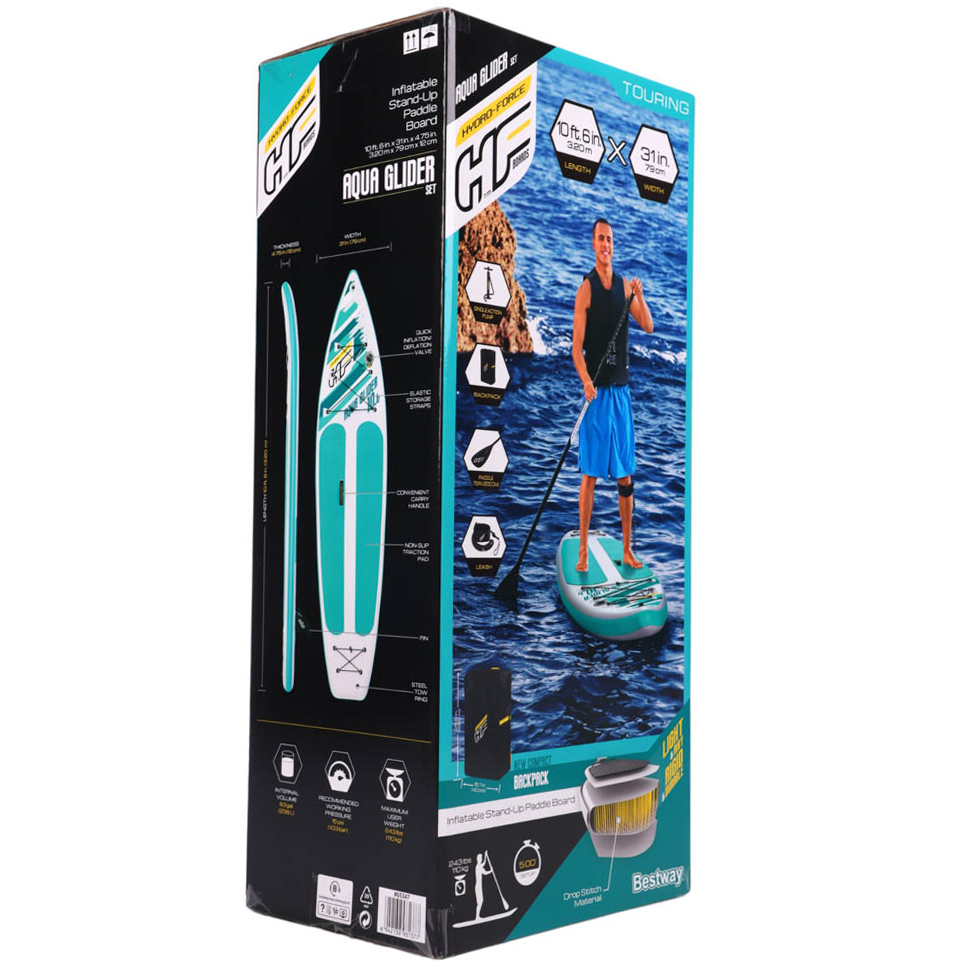 BestWay SUP-доска АКВАГЛАЙДЕР (весло, руч. насос, рюкзак, трос, 2 ласта) 3,20м*79см*12см, 65347, арт.№ 813-005