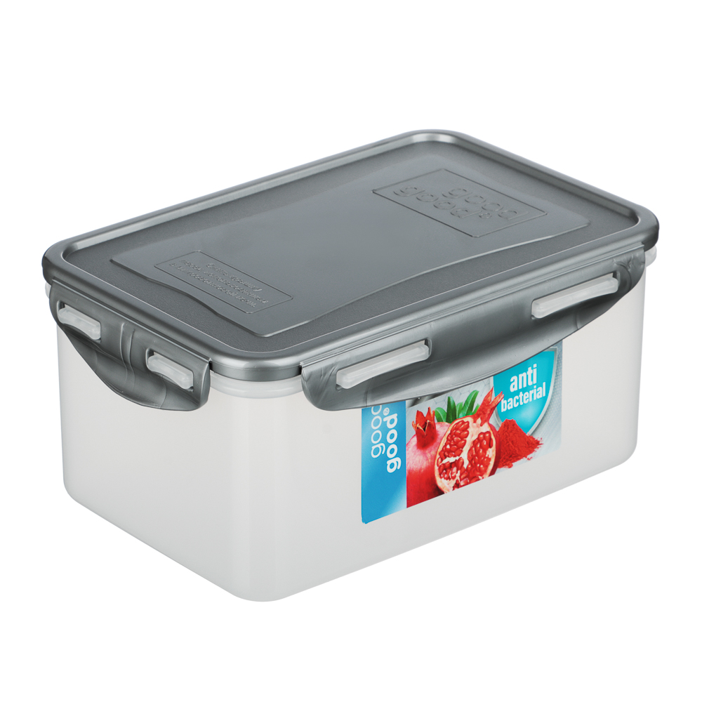 Контейнер герметичный для СВЧ с защелками, 1,5л, 205х135х90мм, пластик, арт.№ 861-333