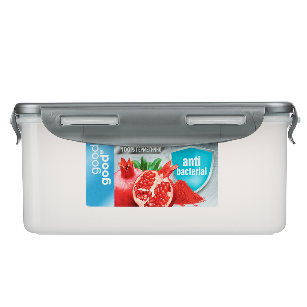 Контейнер герметичный для СВЧ с защелками, 1,5л, 205х135х90мм, пластик, арт.№ 861-333