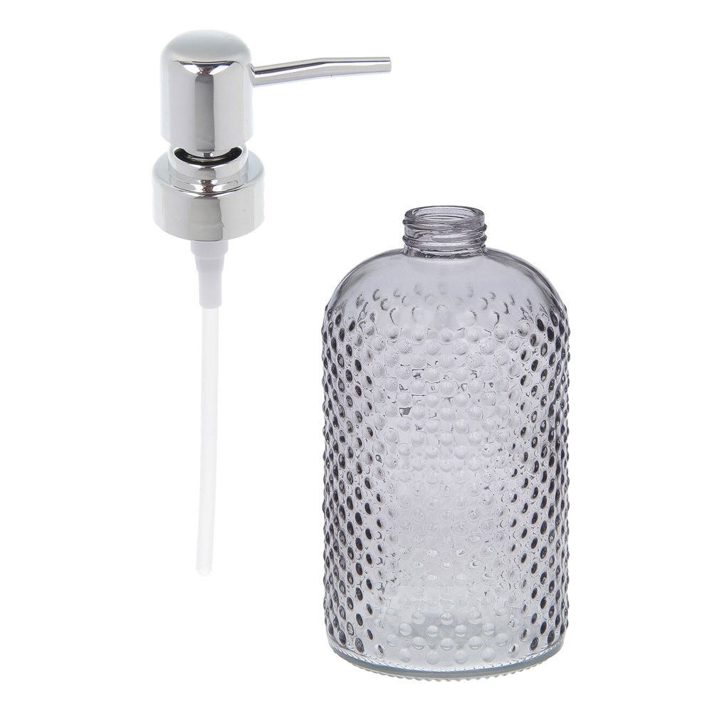 Диспенсер для жидкого мыла тм VETTA Асти, 350мл, стекло + АБС, 7,5x7,5x18,5см, арт.№ 463-604