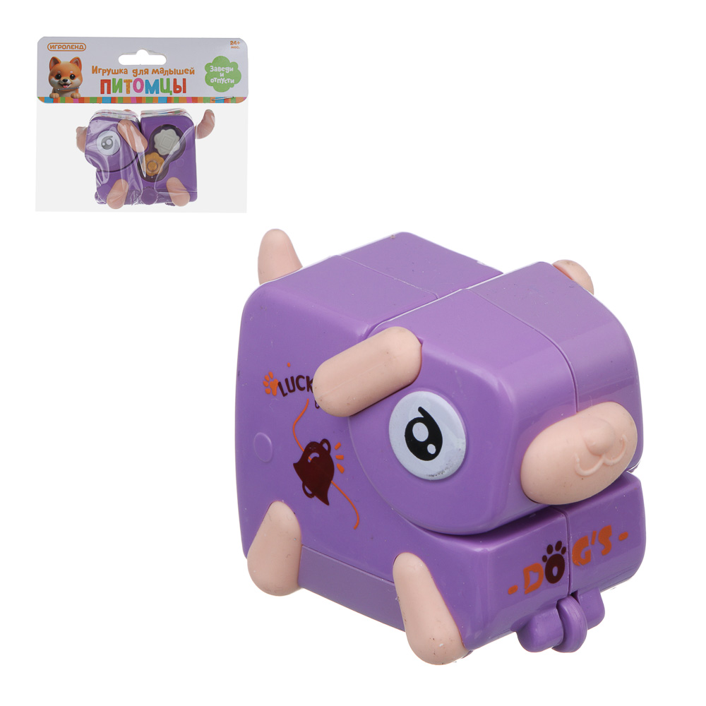 ИГРОЛЕНД Игрушка для малышей в виде животных "Питомцы" заводная, ABS, 8х10х6см, 4 дизайна, арт.№ 889-763