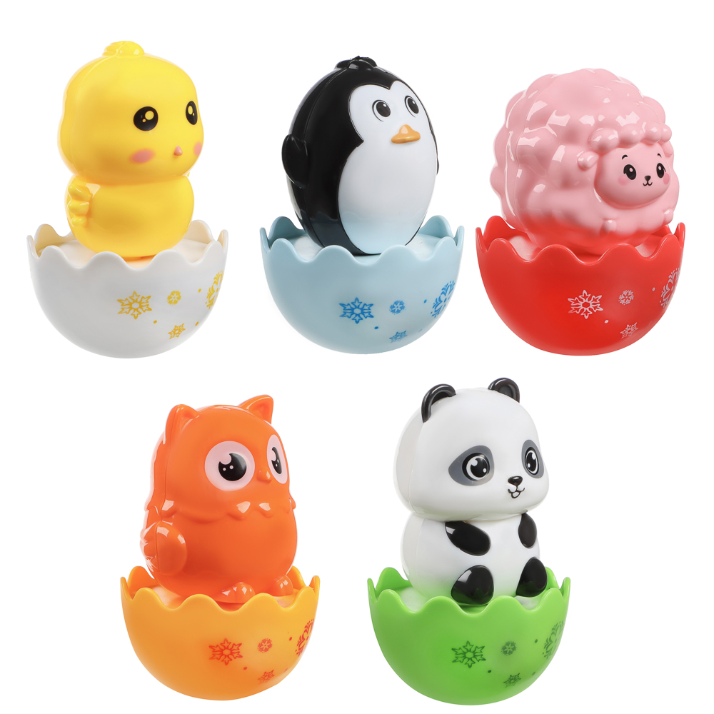 ИГРОЛЕНД Развивающая игрушка Неваляшка "Животные", ABS, 8х6х11см, арт.№ 889-092