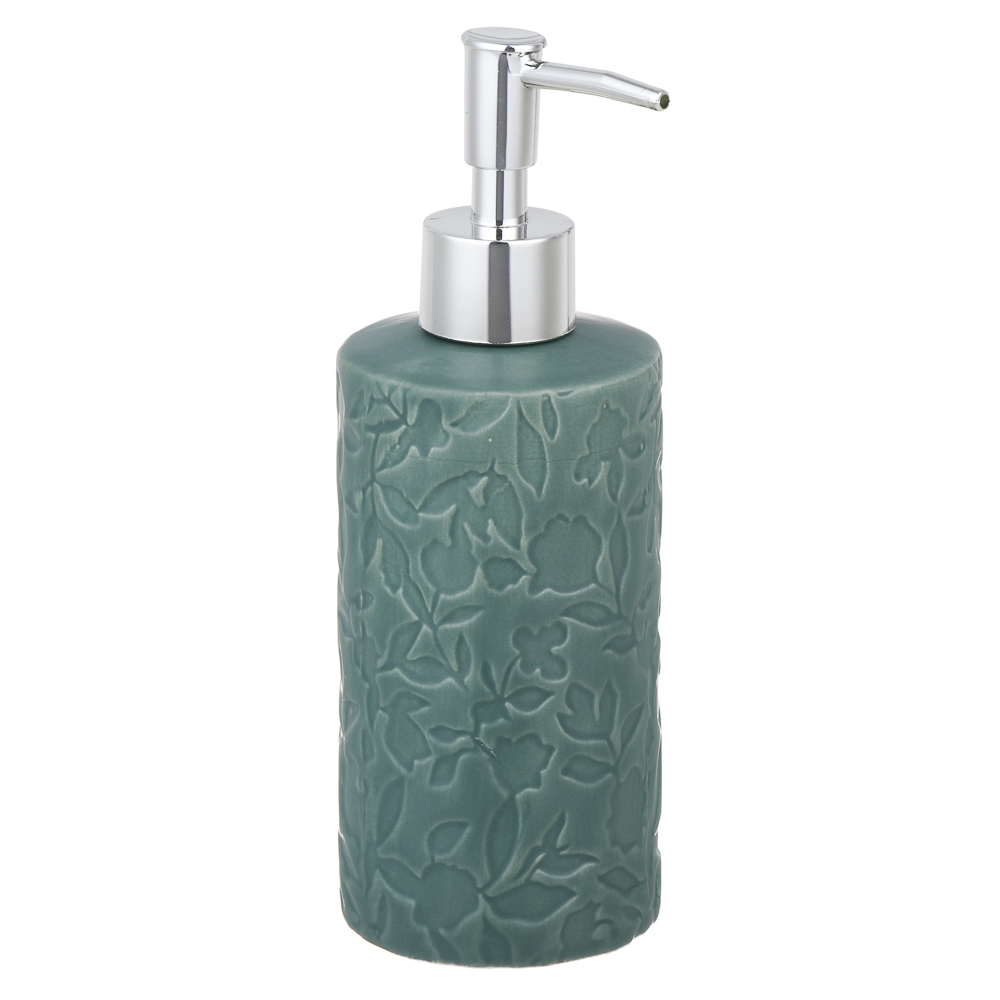 VETTA Дозатор для жидкого мыла, керамика, 7x7x19,5 см, листья, ментоловый, арт.№ 478-201