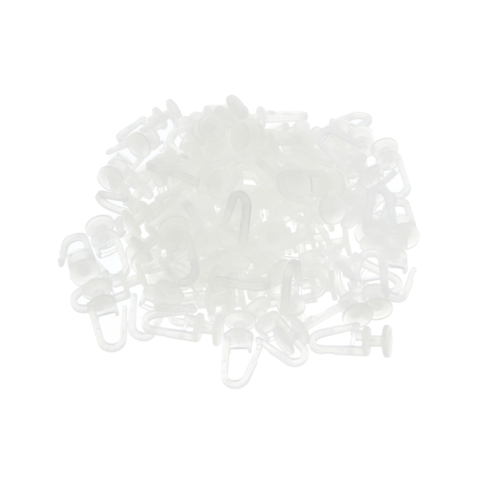Крючки для штор, 100 шт, POM, 2.6x1.3x0.9 см/шт., цвет прозрачный, арт.№ 422-057
