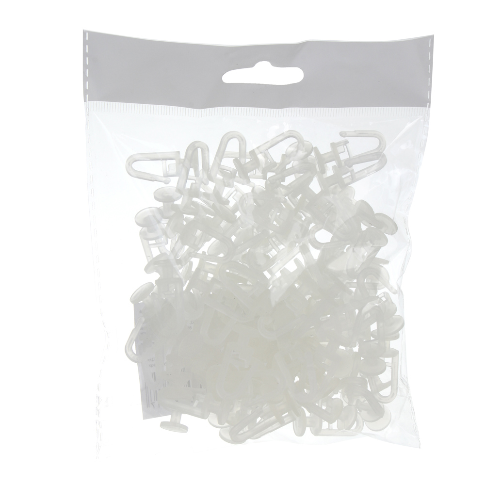 Крючки для штор, 100 шт, POM, 2.6x1.3x0.9 см/шт., цвет прозрачный, арт.№ 422-057