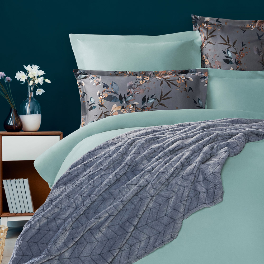 BY COLLECTION Простыня на резинке 140х200х25см, 100% хлопок, голубой, арт.№ 432-221