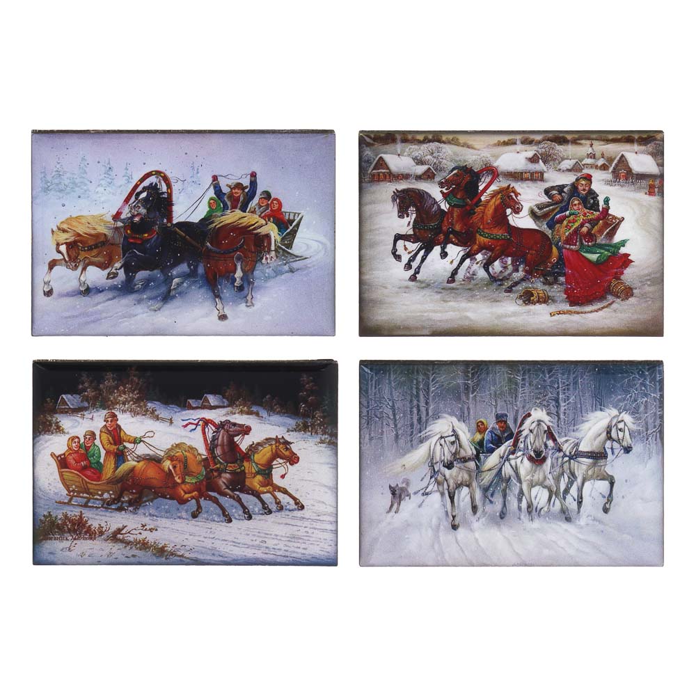 Магнит Тройка 6,9х4,9 см СНОУ БУМ, эпоксидная смола, 4 вида, арт.№ 705-025